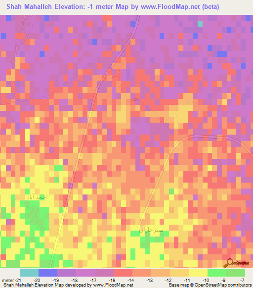 Shah Mahalleh,Iran Elevation Map