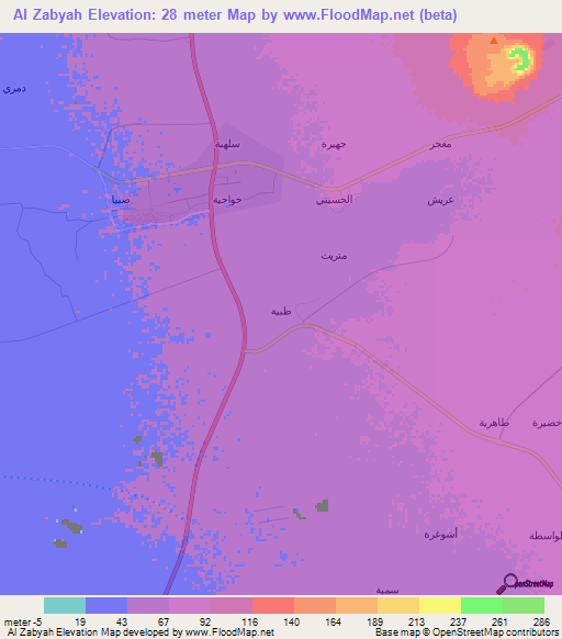 Al Zabyah,Saudi Arabia Elevation Map