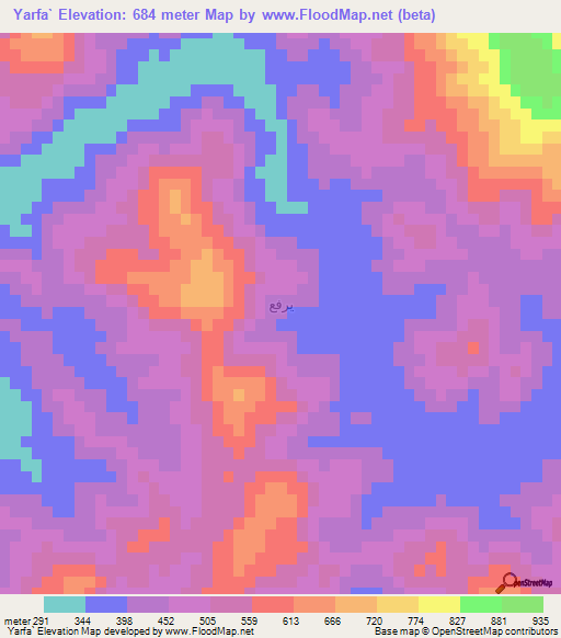 Yarfa`,Saudi Arabia Elevation Map
