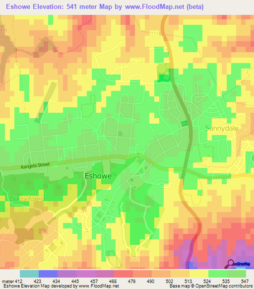 Eshowe,South Africa Elevation Map