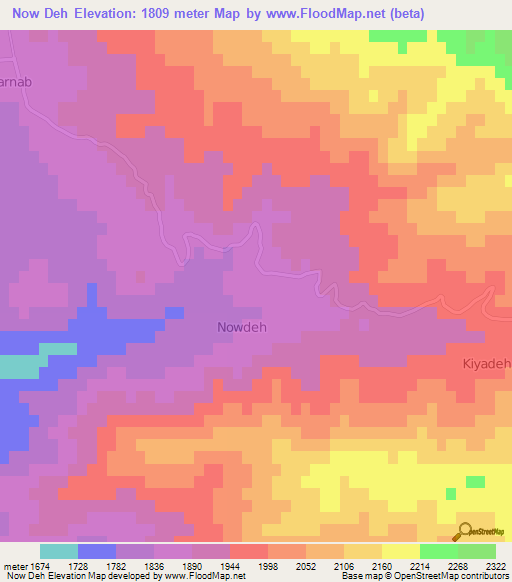 Now Deh,Iran Elevation Map