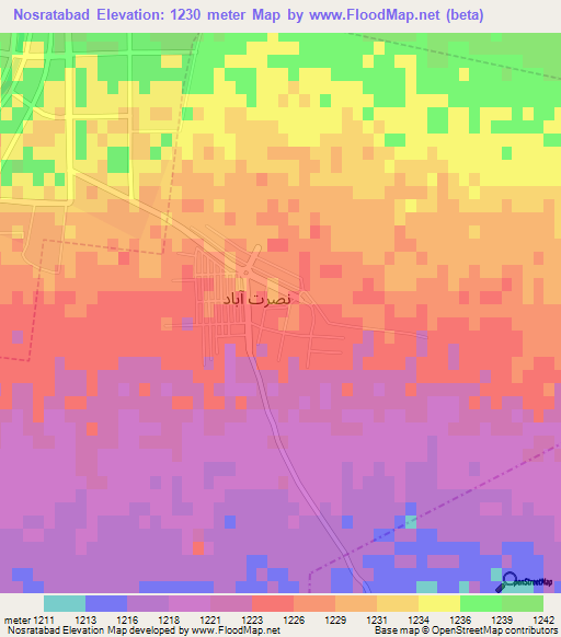 Nosratabad,Iran Elevation Map