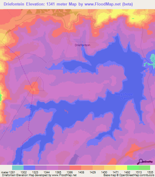 Driefontein,South Africa Elevation Map