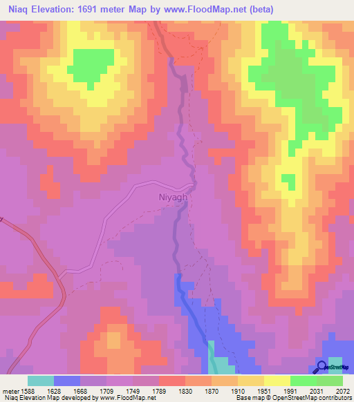 Niaq,Iran Elevation Map