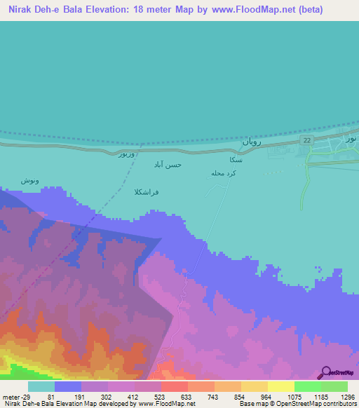 Nirak Deh-e Bala,Iran Elevation Map