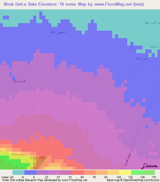 Nirak Deh-e Bala,Iran Elevation Map