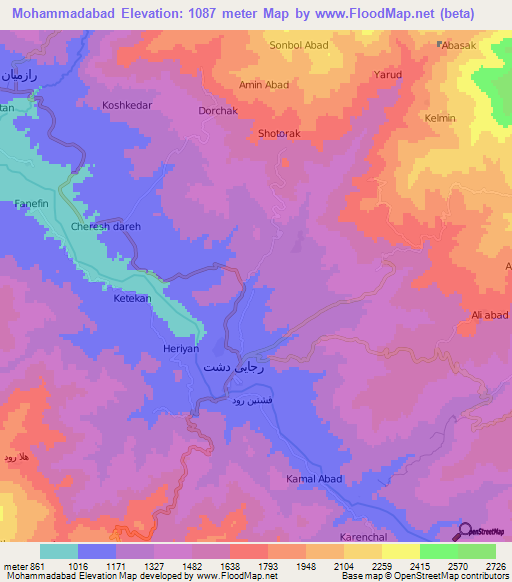 Mohammadabad,Iran Elevation Map