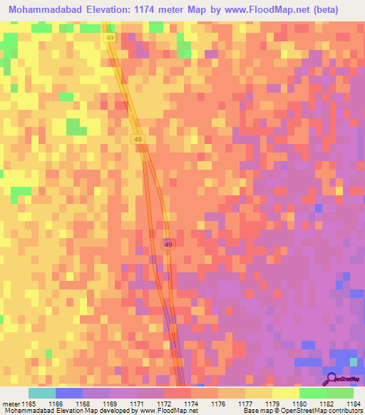 Mohammadabad,Iran Elevation Map