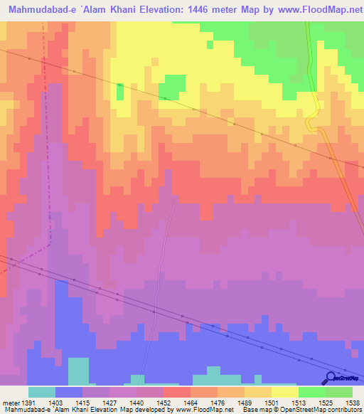 Mahmudabad-e `Alam Khani,Iran Elevation Map