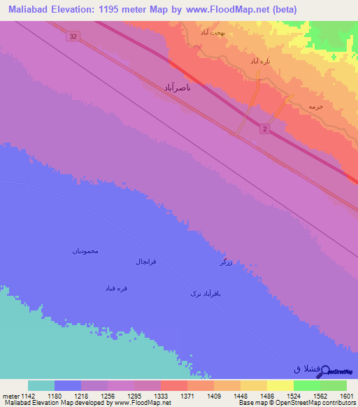 Maliabad,Iran Elevation Map