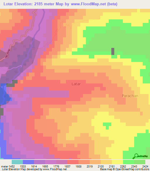 Lotar,Iran Elevation Map