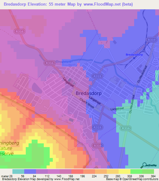 Bredasdorp,South Africa Elevation Map