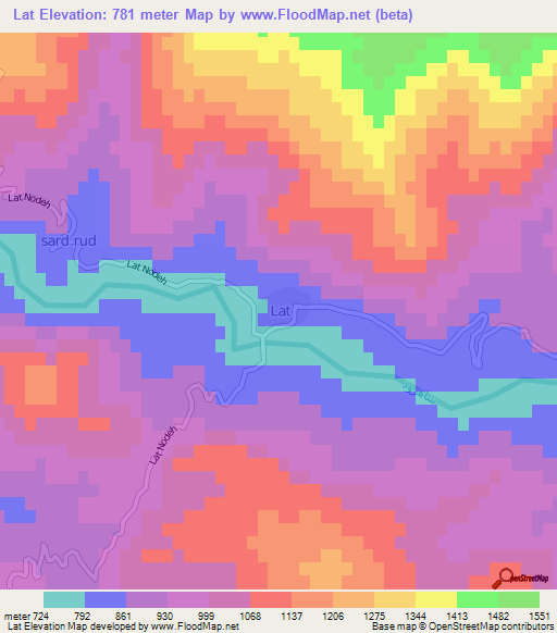 Lat,Iran Elevation Map