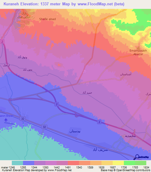 Kuraneh,Iran Elevation Map