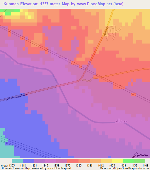 Kuraneh,Iran Elevation Map