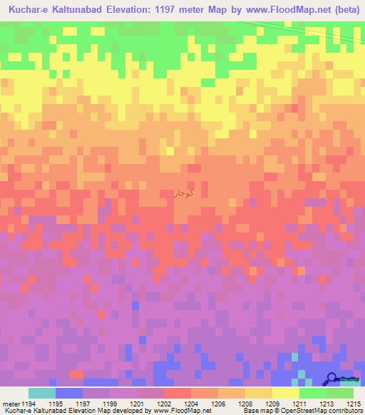 Kuchar-e Kaltunabad,Iran Elevation Map