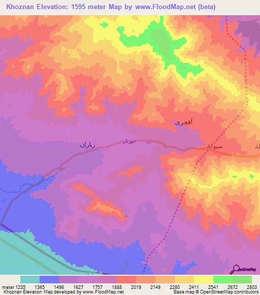 Khoznan,Iran Elevation Map