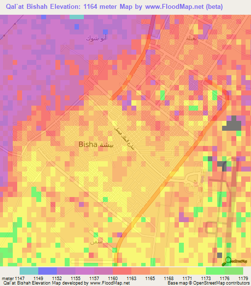 Qal`at Bishah,Saudi Arabia Elevation Map