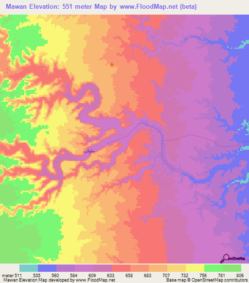 Mawan,Saudi Arabia Elevation Map