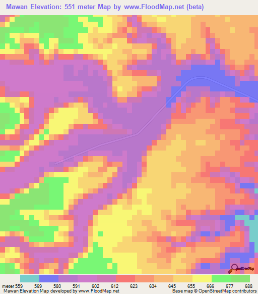 Mawan,Saudi Arabia Elevation Map