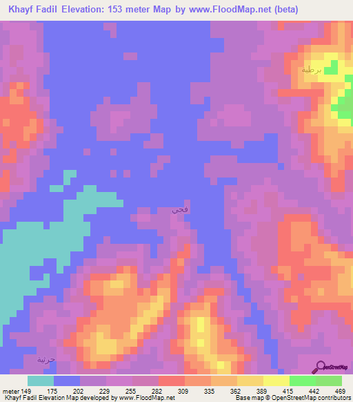 Khayf Fadil,Saudi Arabia Elevation Map