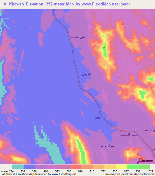 Al Khawsh,Saudi Arabia Elevation Map