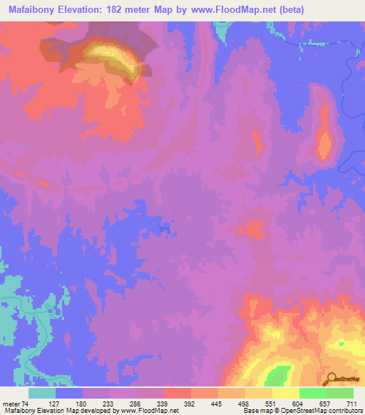 Mafaibony,Madagascar Elevation Map