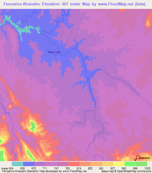 Fenoarivo-Kivavaho,Madagascar Elevation Map