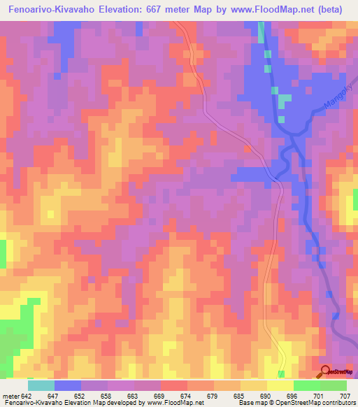 Fenoarivo-Kivavaho,Madagascar Elevation Map