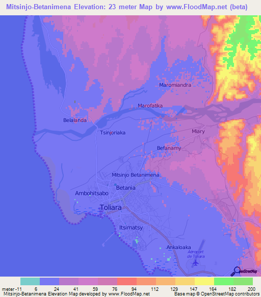 Mitsinjo-Betanimena,Madagascar Elevation Map