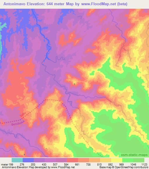 Antonimavo,Madagascar Elevation Map