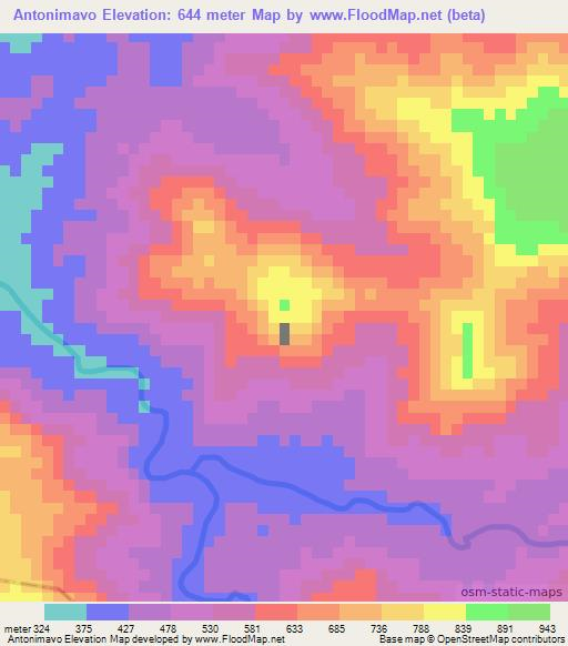 Antonimavo,Madagascar Elevation Map