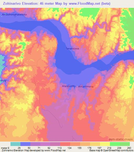 Zohinarivo,Madagascar Elevation Map