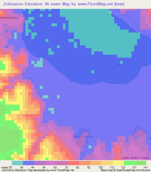 Zohinarivo,Madagascar Elevation Map
