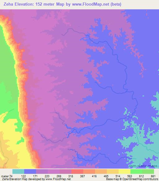 Zeha,Madagascar Elevation Map