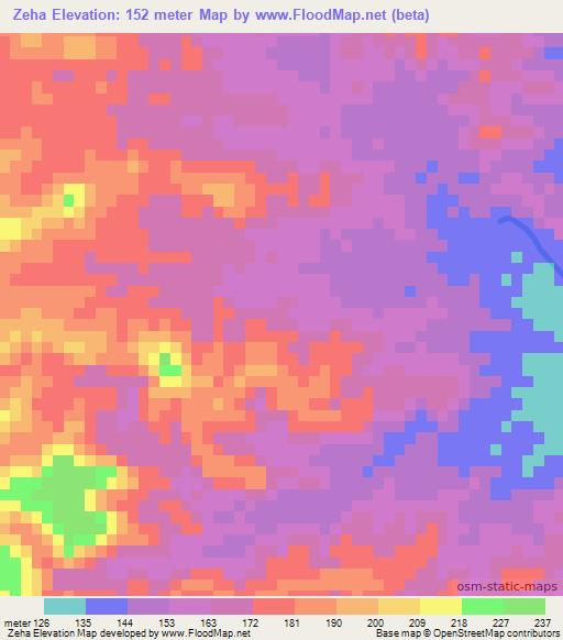 Zeha,Madagascar Elevation Map