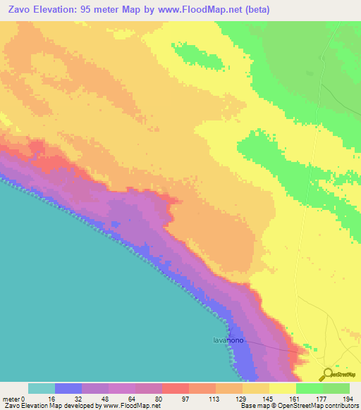 Zavo,Madagascar Elevation Map