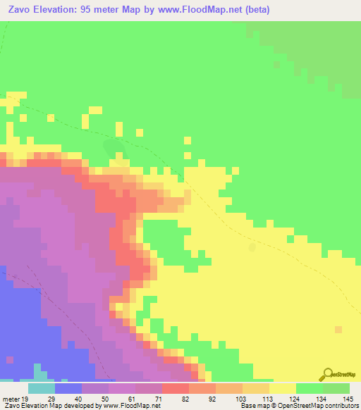 Zavo,Madagascar Elevation Map