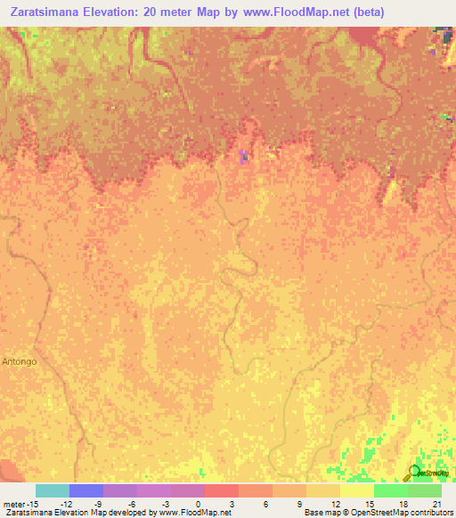 Zaratsimana,Madagascar Elevation Map
