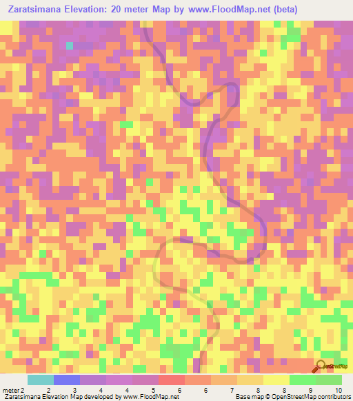 Zaratsimana,Madagascar Elevation Map