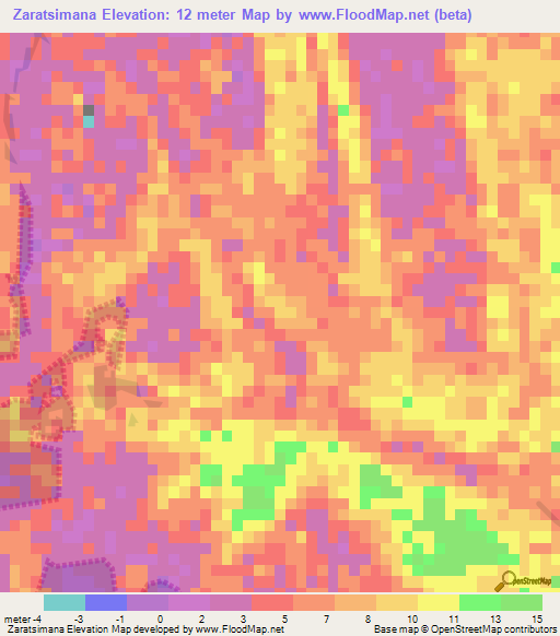 Zaratsimana,Madagascar Elevation Map