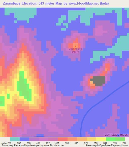 Zarambavy,Madagascar Elevation Map