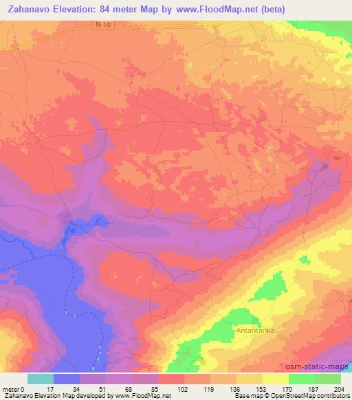 Zahanavo,Madagascar Elevation Map