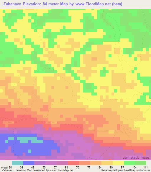 Zahanavo,Madagascar Elevation Map