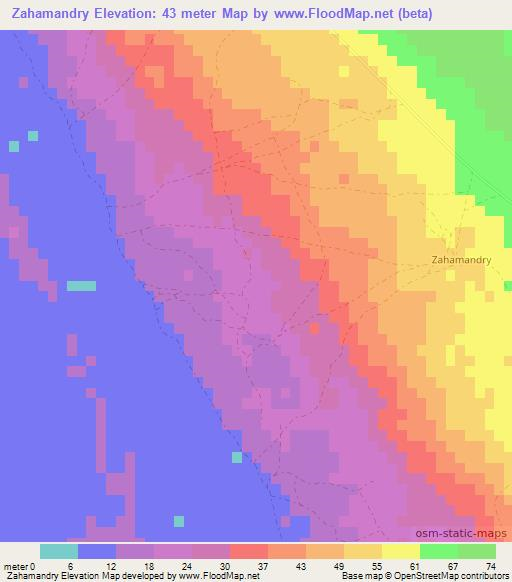 Zahamandry,Madagascar Elevation Map