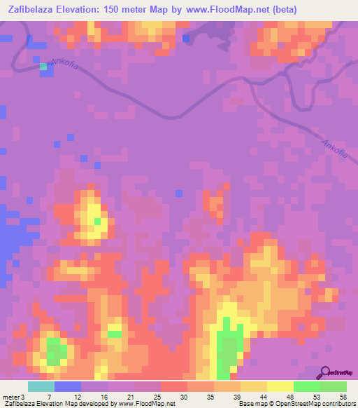 Zafibelaza,Madagascar Elevation Map