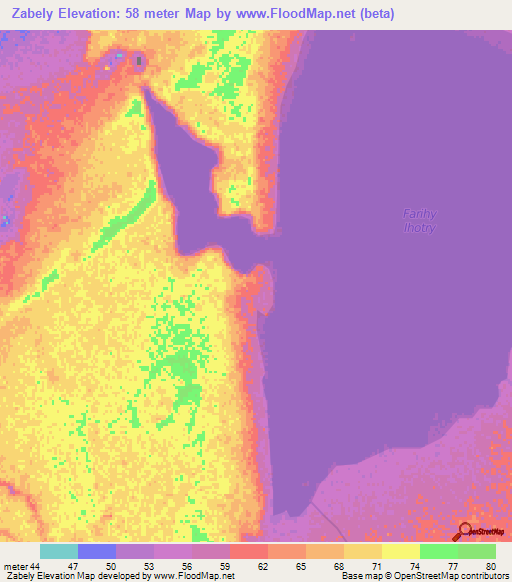 Zabely,Madagascar Elevation Map