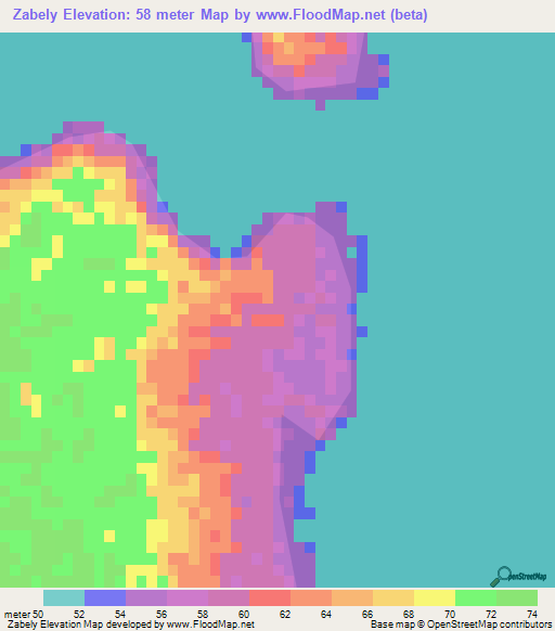 Zabely,Madagascar Elevation Map
