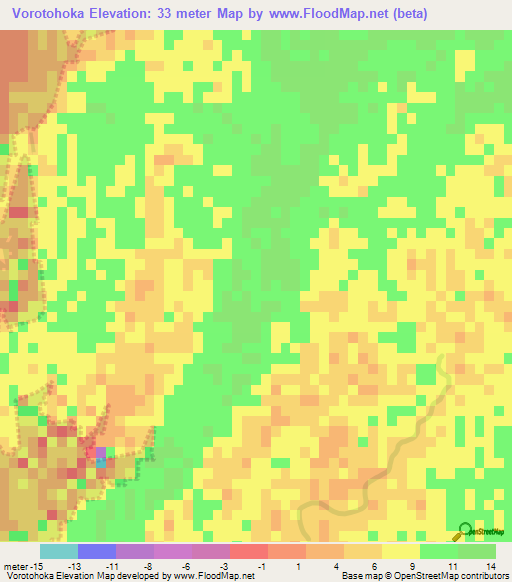 Vorotohoka,Madagascar Elevation Map