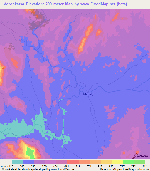 Voronkatsa,Madagascar Elevation Map